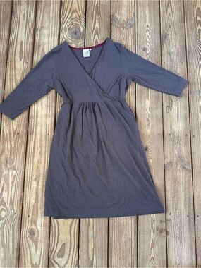 Weird Fish V Neck Empire Waist Jersey Dress Gray Size 16